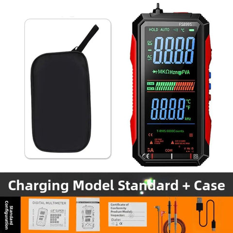 Rechargeable USB-C Digital Multimeter Workhorse Pro Grade With 6000 Counts And An 8 Inch Backlit Screen with carrying case