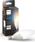 Smart White Ambiance BR39 Candle LED Bulb 40W Equivalent With E12 Base, 450 Lumens, Box and Bulb on Display