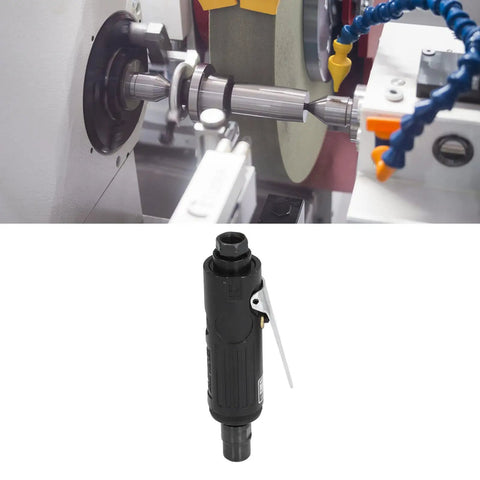 Real Deal Straight Air Die Grinder Pneumatic Tool Featuring Knockout 25000Rpm Speed and Easy Trigger Control shown at workstation.