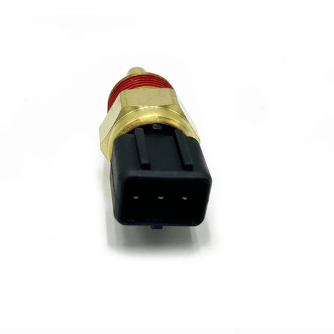 Engine coolant temperature sensor with brass threaded body and black 3-pin connector