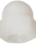 Heavy Duty Nylon Acorn Nut In Fresh Off White, domed cap design for sealing bare threads, pack of one hundred pieces.
