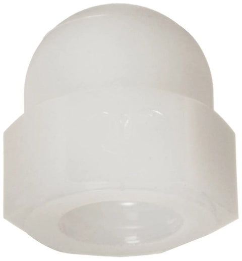 Heavy Duty Nylon Acorn Nut In Fresh Off White, domed cap design for sealing bare threads, pack of one hundred pieces.