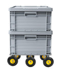 Six Wheel All Terrain Dolly With Six 10 Inch Pneumatic Tires For Outdoor Furniture Moving Heavy Duty Home Use Rolls Smoothly Across Grass Gravel And Uneven Surfaces 40 By 22 Inches Gray, side view