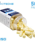 Ultimate Foam Ear Plugs For Sleep And Travel, 50 Pairs, NRR 29, open jar with beige foam plugs spilling out
