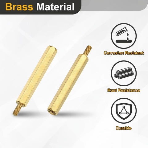 Heavy Duty Brass Hex Standoff Screw Set providing a slick male to female thread structure, 30mm, corrosion and rust resistant.