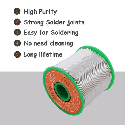 Legit Lead Free Rosin Core Solder Wire 0.6mm Diameter 0.024 In Sn99 Ag0.3 Cu0.7, highlighting features like high purity.