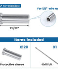 Stainless Steel Protective Sleeves For One Eighth Inch Wire Rope In Wood Post Cable Railing Kit 120 Pieces Pro Grade T316