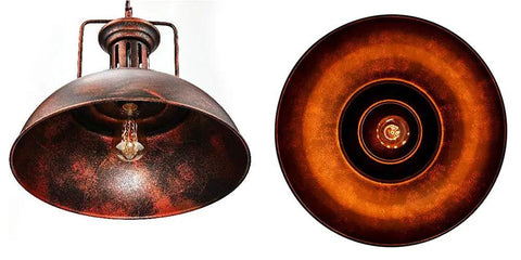 Industrial Dome Pendant Light Fixture for Kitchen Island and Dining Room, Rustic Bronze Metal Barn Ceiling Light