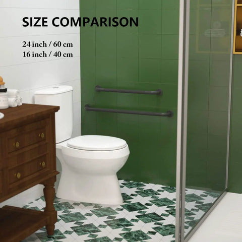 Bathroom with 2 Pack 24 Inch Anti Slip Shower Grab Bar With Oil Rubbed Black 1.25 Inch Knurled Easy Grip Safety Hand Rail