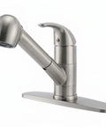 Brushed Nickel RV Kitchen Faucet With Pull Out Sprayer And 360 Degree Swivel Single Lever One Hole Installation