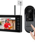 Wireless Video Doorbell With 4.3 Inch Screen And 170 Degree View No Subscription No WiFi No App IPX65 Weatherproof Door Camera With Two Way Intercom Easy 2.4G Bluetooth Setup And Quick Mount No Monthly Fee No Drama showing a delivery person on screen.