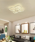 Dimmable Flush Mount LED Ceiling Light With Remote Control, 23.6 Inch Modern Fixture in a living room setting
