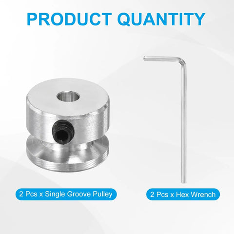 4mm Bore 16mm OD Single Groove Aluminum V Belt Pulley Kit With Hex Wrench, 2 pcs pulley and wrench