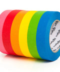 Six Color Masking Tape Set With 990 Feet Of One Inch Painter Tape For Crafts And Labeling, vibrant colored rolls displayed