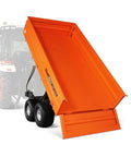2 Ton Hydraulic Dump Cart With Tail Light For Farm And Garden Beefed Up Heavy Duty Dump Dumper Trailer Mechanical Trailer For Gravel Sand Soil Debris DT4X8 Model Quick Lift And Effortless Unloading attached to tractor