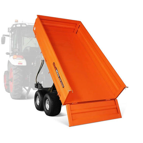 2 Ton Hydraulic Dump Cart With Tail Light For Farm And Garden Beefed Up Heavy Duty Dump Dumper Trailer Mechanical Trailer For Gravel Sand Soil Debris DT4X8 Model Quick Lift And Effortless Unloading attached to tractor