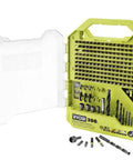 Ryobi 200-piece drill and impact drive set in lime-green case with assorted bits