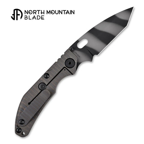 Duane Dwyer Collaboration Folding Knife 3.54 Inch CPM S35VN Blade with titanium alloy handle and tiger-stripe texture