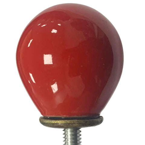 Fire Red Mini Round Cabinet Knobs And Drawer Pulls Set Of 10 With Mounting Screws Electroplated Ceramic Handles For Kitchen Cupboards. Close-up view.