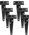 Six Pack 4 Inch T Hinges Antique Style Rustproof Black Door Window Fence Hinges Heavy Duty Hardware for Cabinets
