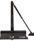Beefy Heavy Duty Commercial Door Closer For High Traffic Entrances Adjustable Size 1 To 6 Surface Mounted Grade 1 ADA UL 3 Hour Fire Rated Fits Aluminum Storefronts Up To 330 Lbs Cast Aluminum Body With Wrought Steel Arm Dark Bronze front view
