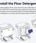 Illustration showing installation of Robot Vacuum And Mop Floor Detergent Compatible With Freo Z Ultra, Freo Z10 Ultra, And Freo Z10.