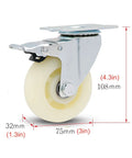 Badass Heavy Duty White Nylon Swivel Caster Wheels For Furniture Carts And Workbenches providing smooth 360 rotation and quiet rolling.