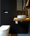 Bathroom with Black Wood Peel And Stick Wallpaper 197 Inches By 17.5 Inches DIY Friendly Self Adhesive Removable Vinyl Cover For Walls And Furniture
