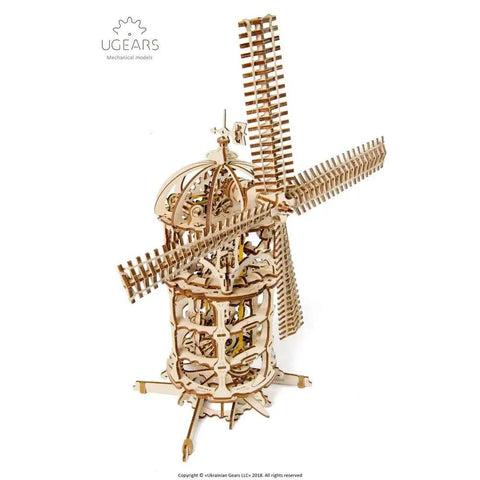 Mechanical Wooden 3D Puzzle Tower Windmill Kit For Adults And Teens, Interactive Gear Driven Construction Set, Creative STEM Build, Hand Crank Windmill Model, Educational Hobby Gift, Durable Wooden Craft, 13.8 x 19.1 in