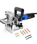 Dual Spindle Dowel Jointer With Adjustable Tilt Fence For Precise Wood Joints, Includes 8mm And 6mm Bits, 80 Wooden Dowels, Biscuit Joiner
