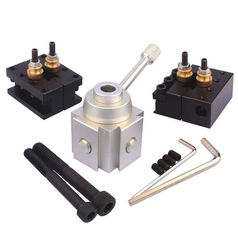 Tabletop Mini Lathe Quick Change Tool Post And Holders Kit For DIY Machinists, Multifid Tool Holder Set With Reconfigurable Magazine, High Positioning Accuracy Within 0.01mm, Easy Tool Change For Precision Milling