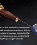 Close-up of 3 inch torch cleaner in Torch Striker Kit with single and triple flint sparks, refills included, igniting a burner nozzle.