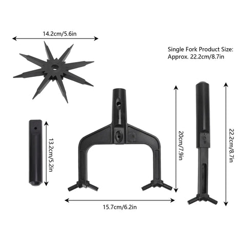 Components of Heavy Duty Garden Rotary Cultivator And Soil Scarifier with size details