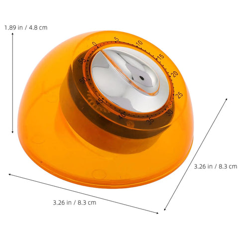 Mechanical Kitchen Timer Wind Up Countdown Clock For Cooking And Baking with orange acrylic dome, 8.3 cm diameter