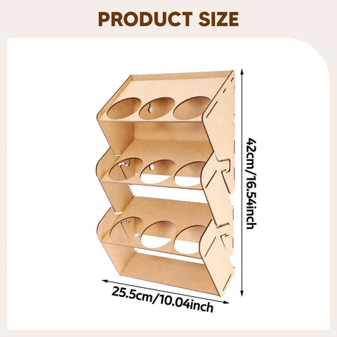 Product size dimensions of Straight Up Solid Nine Hole Wooden Spray Can Holder And Paint Bottle Rack for Garage Wall Mounted Organizer.