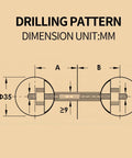 Drilling pattern diagram for Heavy Duty Furniture Fastening Connectors with dimensions in millimeters.