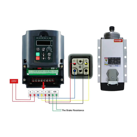 Beefed Up VFD Inverter For Motor Speed Control 0-600Hz 3P 220V 0.75KW 1.5KW 2.2KW YL620 A With Smart Chip And Efficient Cooling For Smooth Start Stop And Reliable DC Blocking. Wiring diagram with VFD inverter, brake resistance, and motor connections