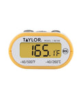 Close-up of the Compact Waterproof Digital Food Thermometer Pro Grade Kitchen Companion with Amber Backlit LCD showing 165.1°F