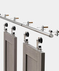 8 Foot Stainless Steel Sliding Barn Door Hardware Kit For Double Doors Built To Last Heavy Duty Smooth Quiet Track System