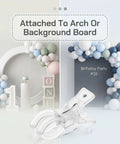 Grab These Heavy Duty 3.5 Inch Clear Balloon Arch Clips And Make Your Next Party Or Wedding Look Totally Awesome With Secure Spring Clamps That Grip Tight And Keep Balloons Stacking Smooth For Epic Backdrops. Clear PET balloon arch clip attached to backdrop board for party setup