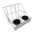 Airpot Beverage Dispenser Stand With Black Drip Trays Pro Grade Durable Coated Metal Rack For Coffee Stations Built To Last Keeps Drinks Handy Mess Free And Looking Sharp In Busy Kitchens, dual-tray angle