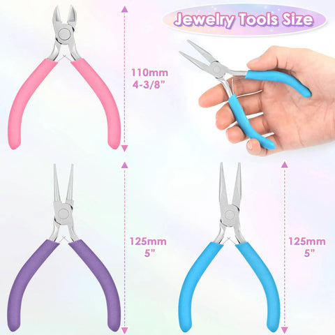 Three Piece Jewelry Pliers Set With Needle Nose Pliers, Round Nose Pliers And Wire Cutters For Jewelry Making, Jewelry Repair