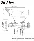 Technical drawing of 2 Pcs Flexible Rubber Draw Latches With Elastic T Bar Lock And Stainless Steel Bracket, dimensions included.