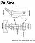 Technical diagram of Beefy Flexible Rubber Draw Latch Set, 2 Pack Elastic T Bar Lock. Dimensions and measurements labeled.