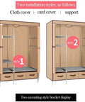 Heavy Duty Freestanding Wardrobe Closet With Steel Hanging Rod And Open Shelves For Bedroom Storage Game Changer showing two installation styles.