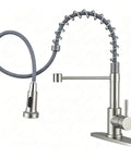 Solid Choice High Arc Kitchen Faucet With Long Reach Pull Down Sprayer And 360 Swivel Spout Single Handle Stainless Steel Mount