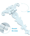 4 Pieces T Strap Hinges Set 4.45 Inch By 2.72 Inch Antique White Tee Hinge Decorative Door Hinges With Screws For Cabinets And Drawers