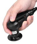 Hand gripping a Heavy Duty Pneumatic Chamfering Machine Portable Angle Grinder Tool for precise deburring of materials.