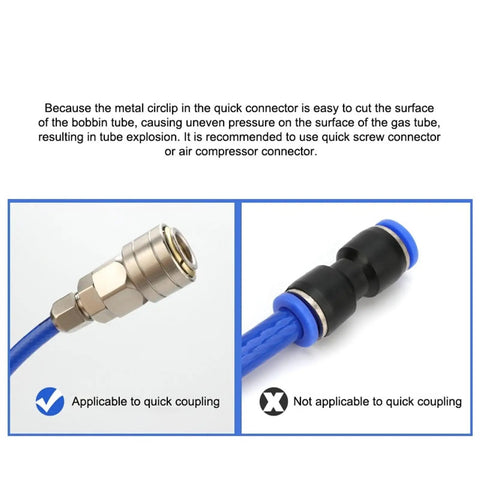 Image comparing quick connectors for Heavy Duty Fiber Reinforced Pneumatic Hose For Air Compressor Systems.