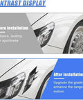 Premium Hella Sleek Side Spoiler Trims For Tesla Cybertruck 2024 Ride before and after installation comparison on vehicle.